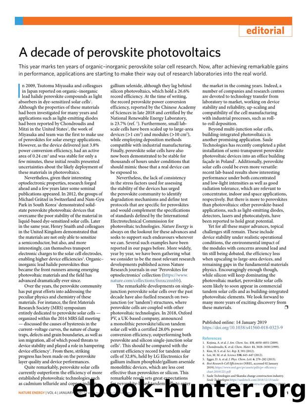 A decade of perovskite photovoltaics by Unknown