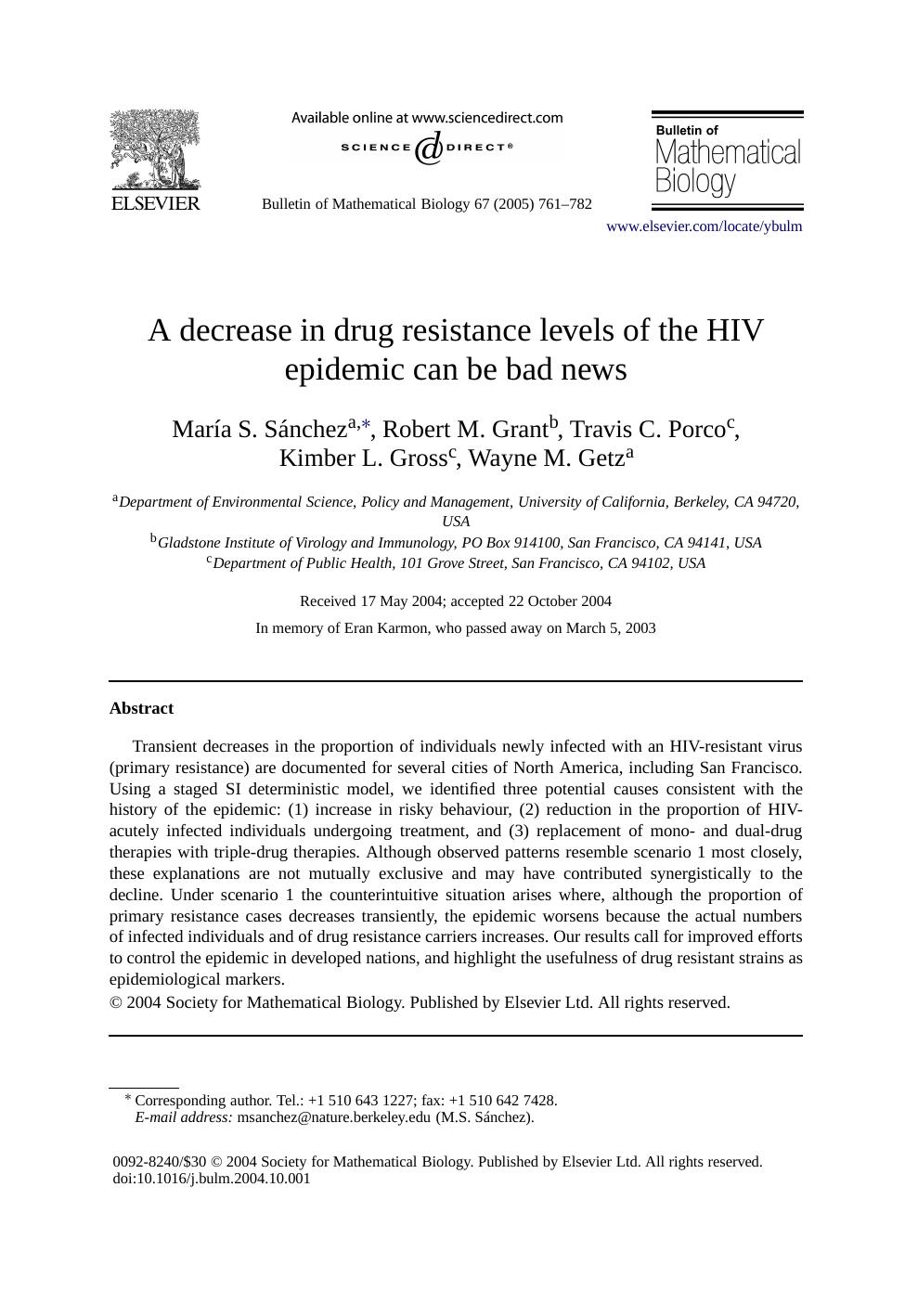 A decrease in drug resistance levels of the HIV epidemic can be bad news by Unknown