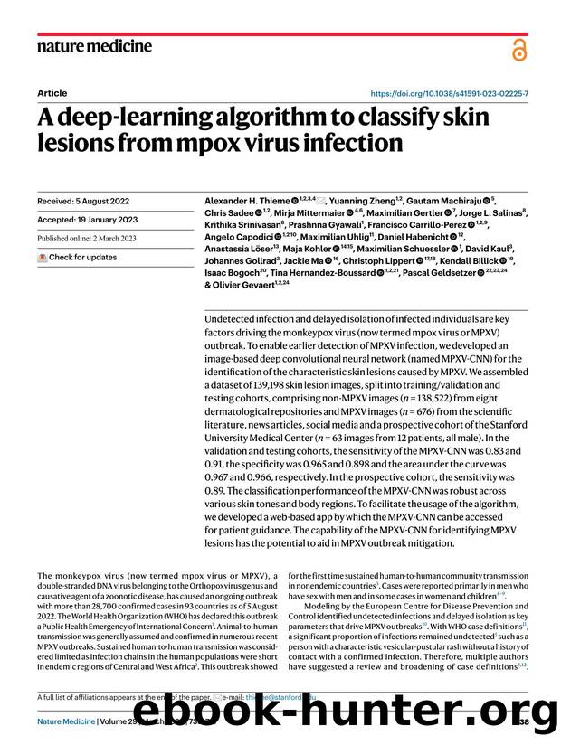 A deep-learning algorithm to classify skin lesions from mpox virus infection by unknow