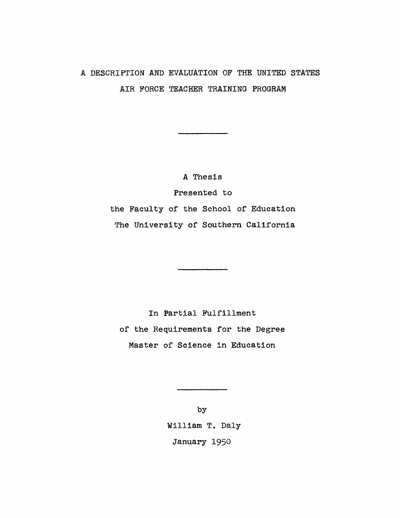 A description and evaluation of the United States Air Force teacher training program by Daly William Thomas