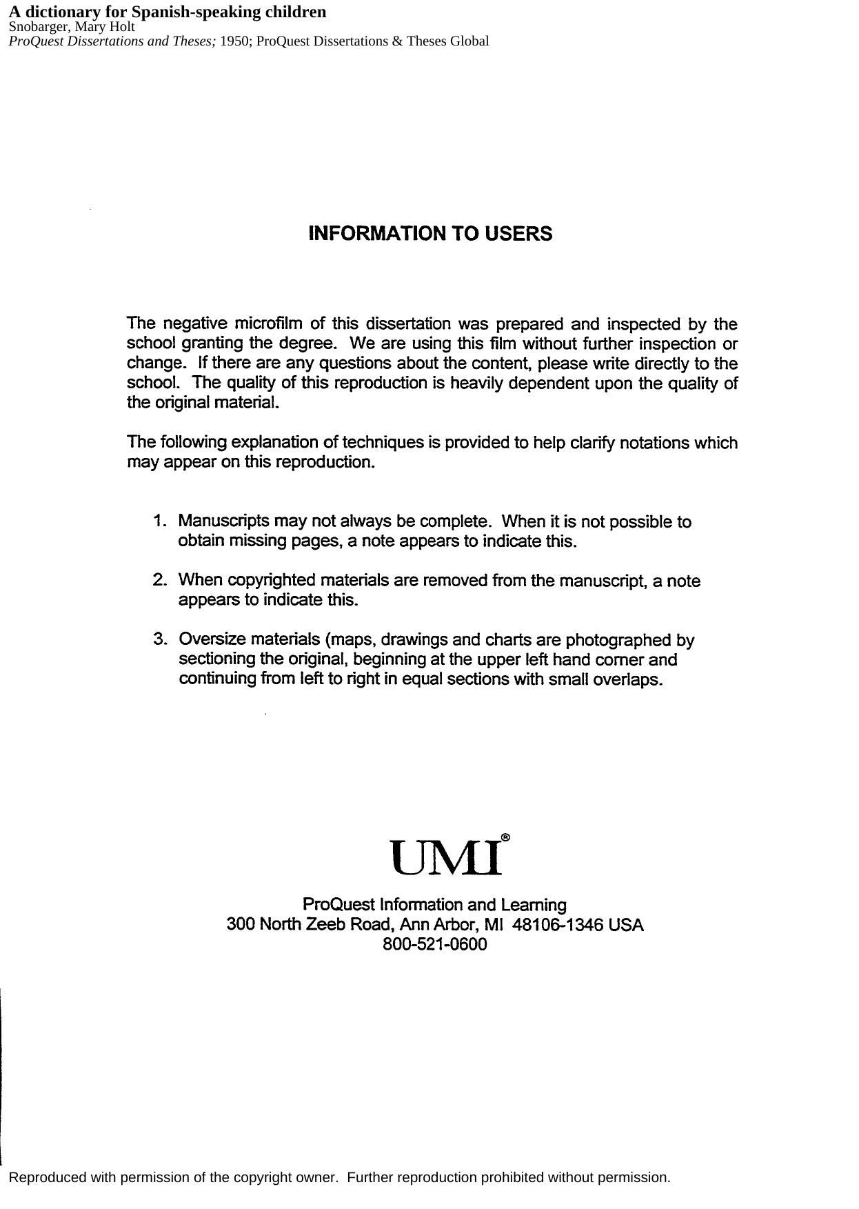 A dictionary for Spanish-speaking children by Snobarger Mary Holt