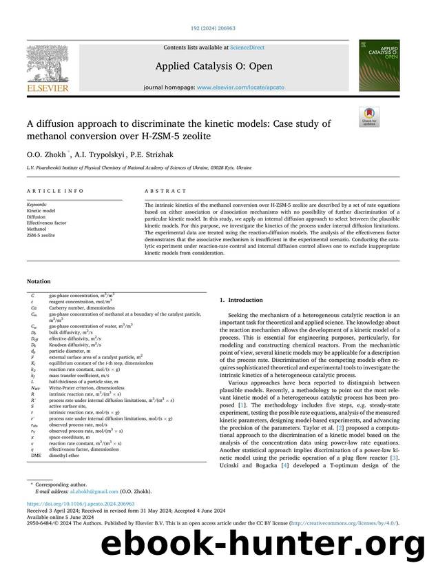 A diffusion approach to discriminate the kinetic models: Case study of methanol conversion over H-ZSM-5 zeolite by O.O. Zhokh & A.I. Trypolskyi & P.E. Strizhak