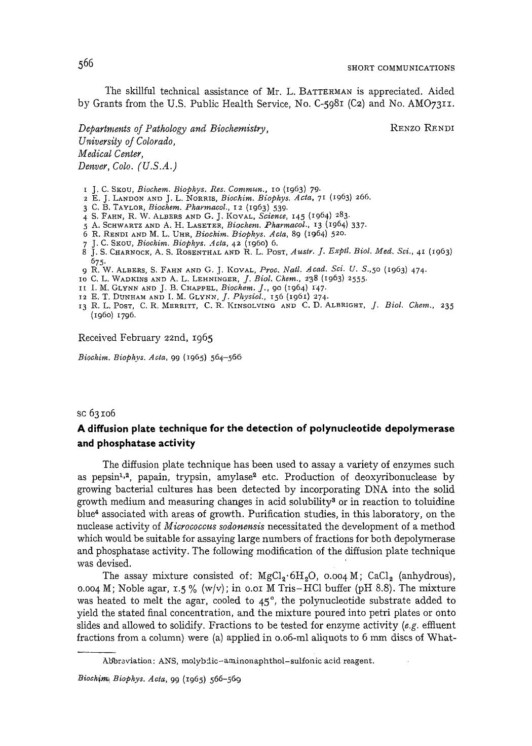 A diffusion plate technique for the detection of polynucleotide depolymerase and phosphatase activity by Sheila A. Berry; J.N. Campbell