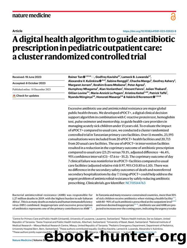 A digital health algorithm to guide antibiotic prescription in pediatric outpatient care: a cluster randomized controlled trial by unknow