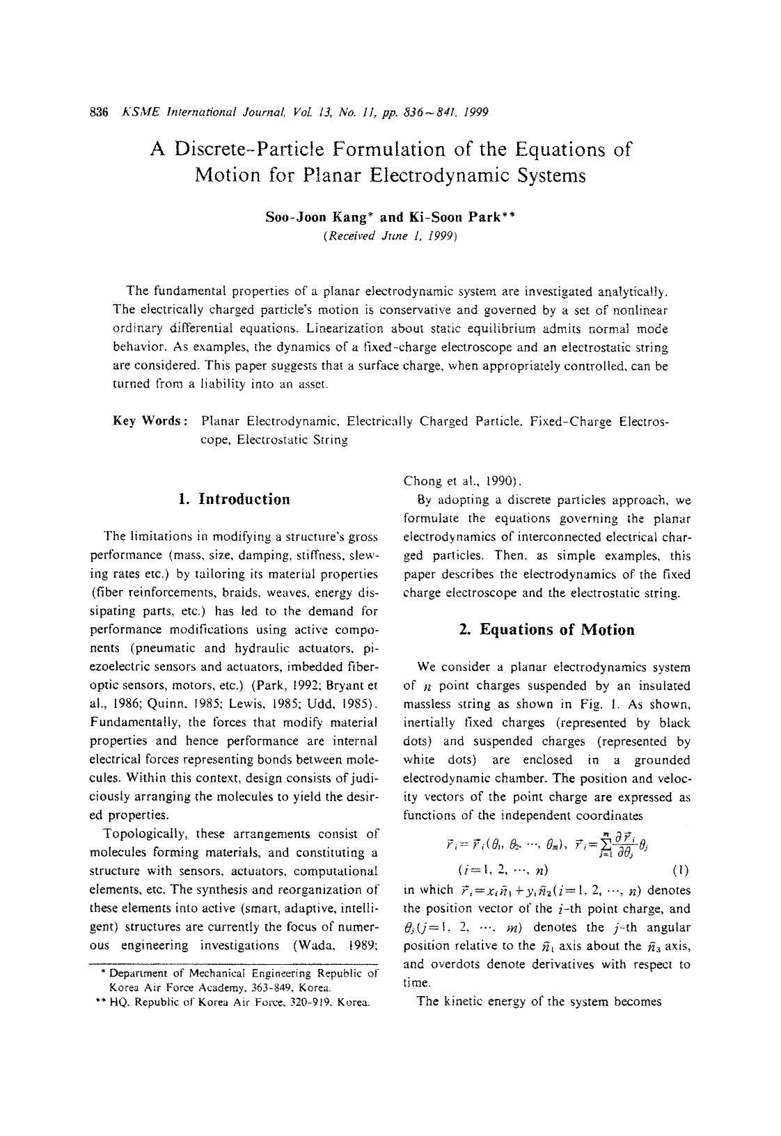 A discrete-particle formulation of the equations of motion for planar electrodynamic systems by Unknown