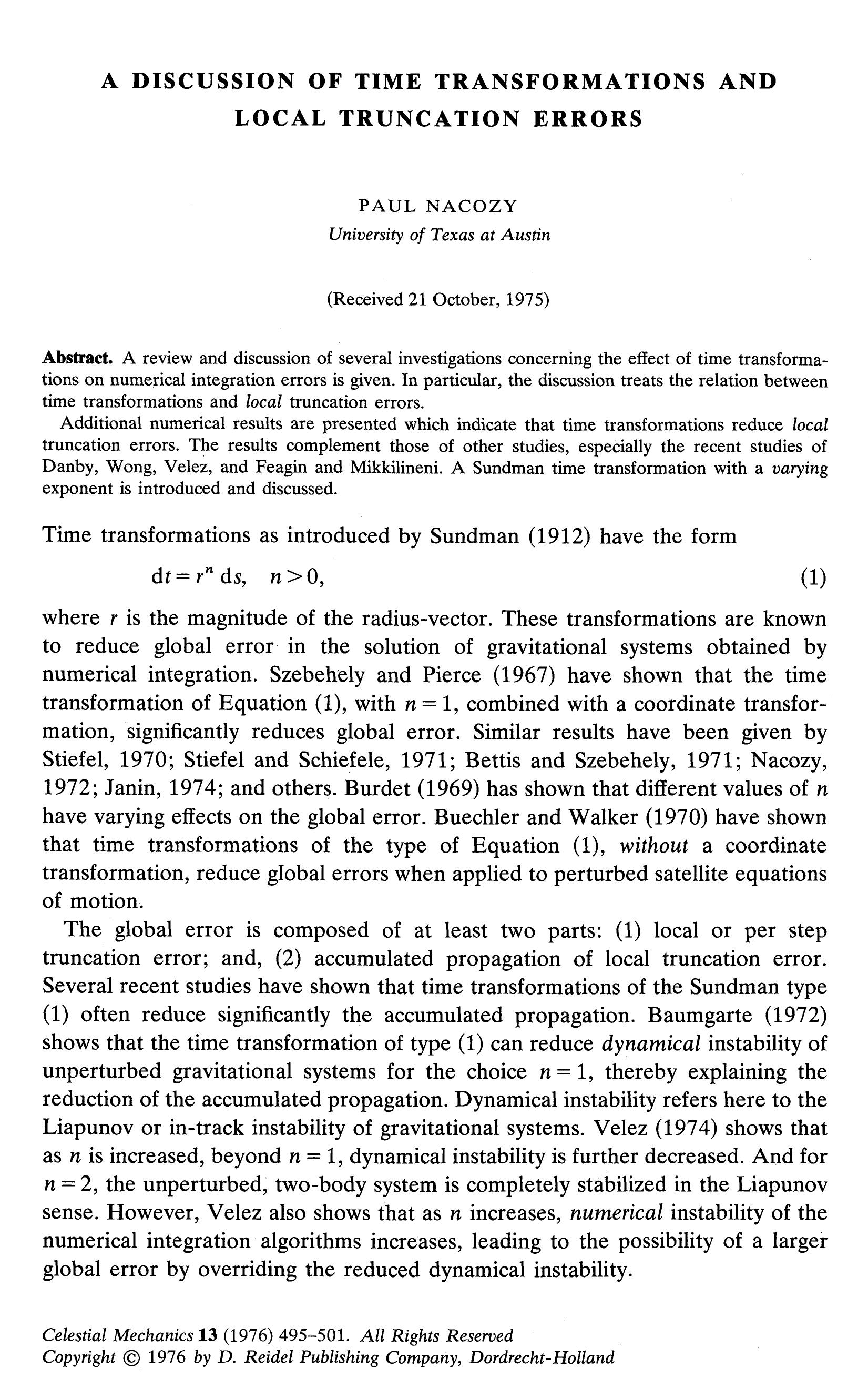 A discussion of time transformations and local truncation errors by Unknown