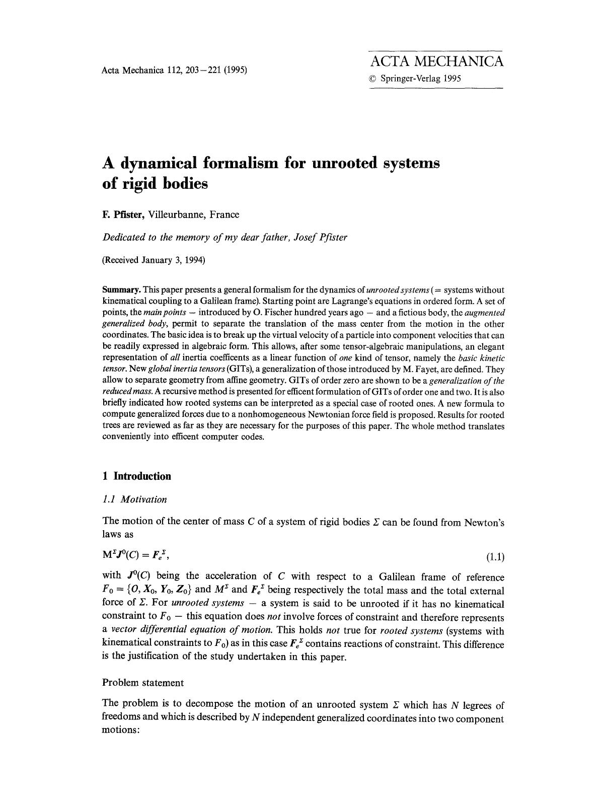 A dynamical formalism for unrooted systems of rigid bodies by Unknown