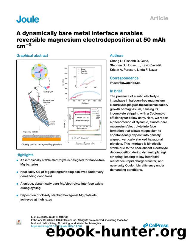 A dynamically bare metal interface enables reversible magnesium electrodeposition at 50 mAh cm-2 by unknow