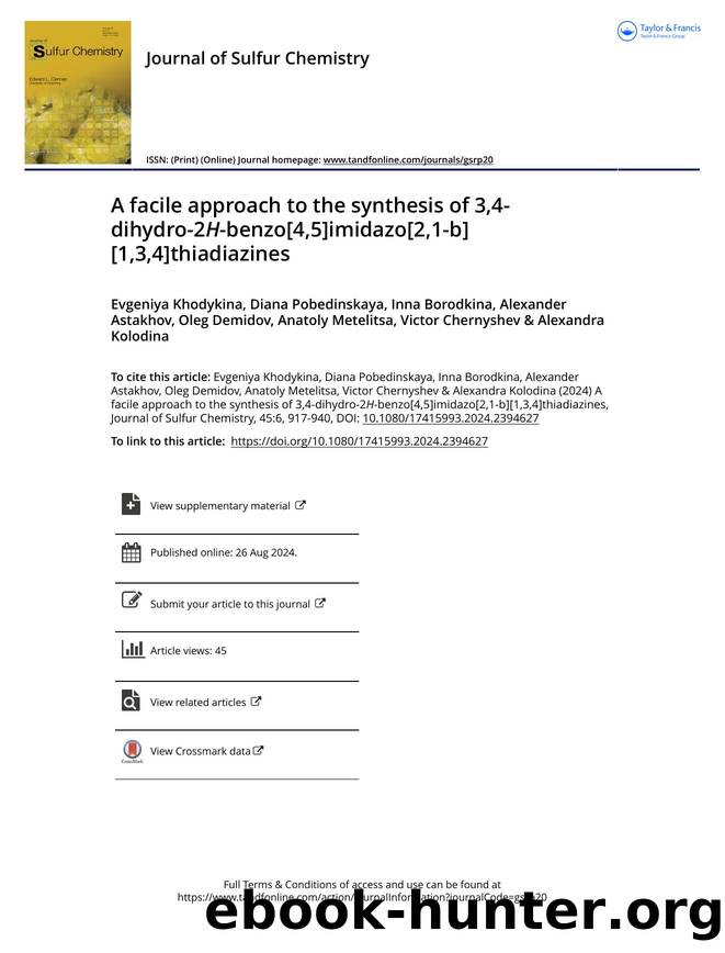 A facile approach to the synthesis of 3,4-dihydro-2H-benzo[4,5]imidazo[2,1-b][1,3,4]thiadiazines by unknow