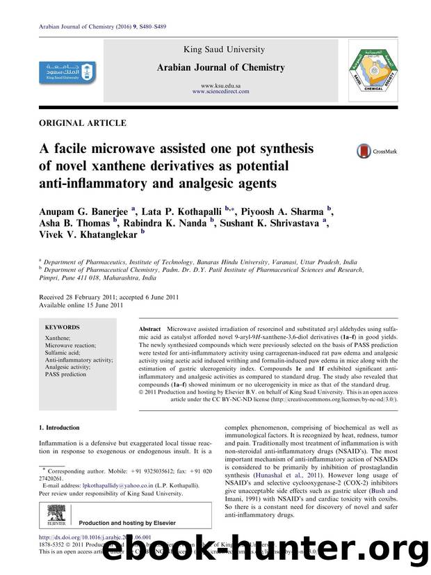 A facile microwave assisted one pot synthesis of novel xanthene derivatives as potential anti-inflammatory and analgesic agents by unknow