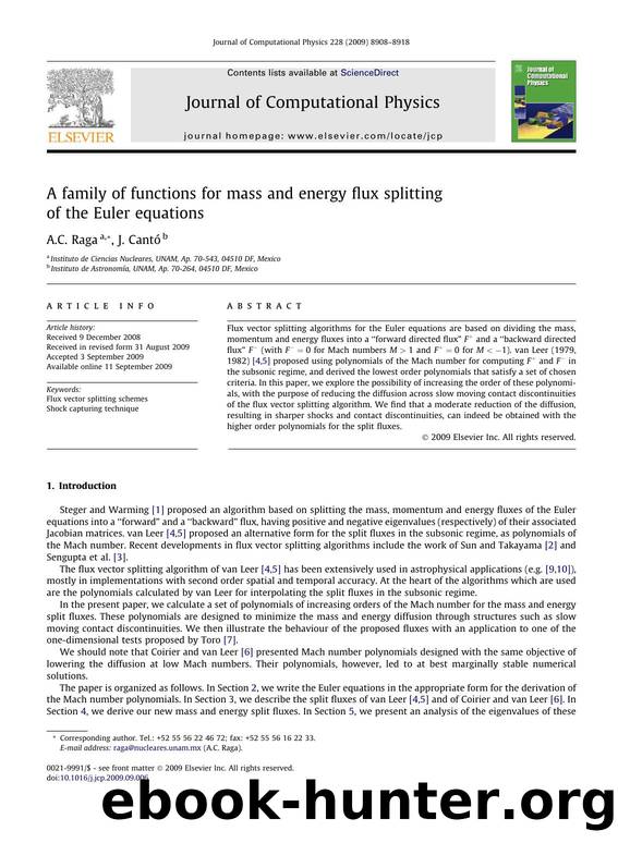 A family of functions for mass and energy flux splitting of the Euler equations by A.C. Raga; J. Cantó