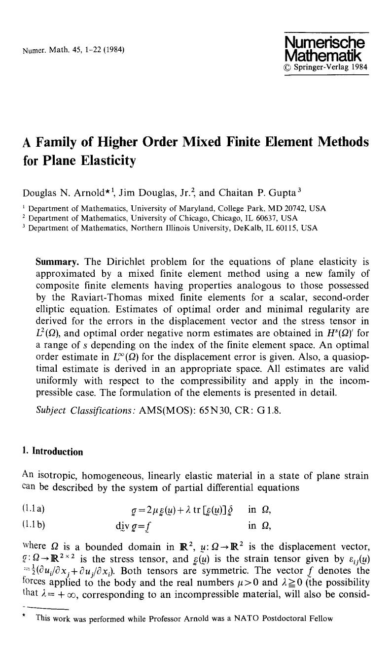 A family of higher order mixed finite element methods for plane elasticity by Unknown