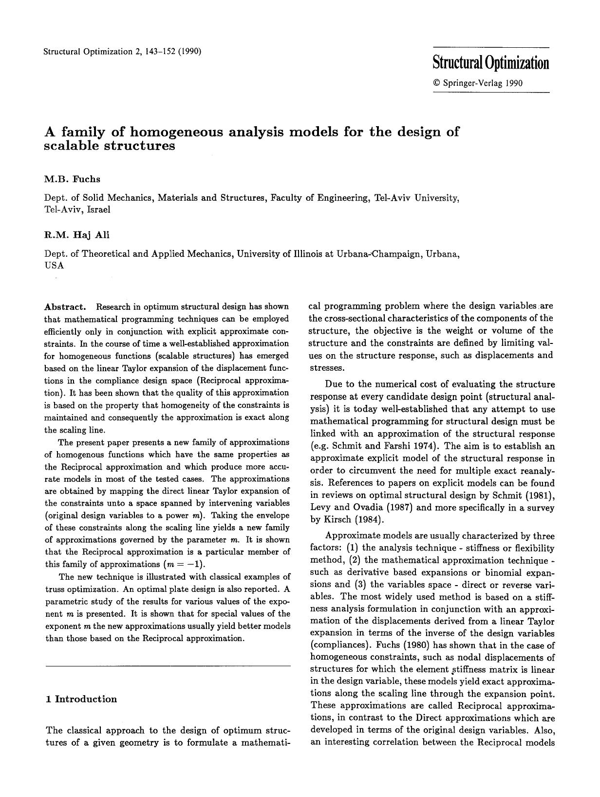 A family of homogeneous analysis models for the design of scalable structures by Unknown