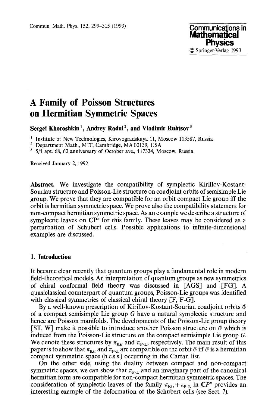 A family of poisson structures on hermitian symmetric spaces by Unknown