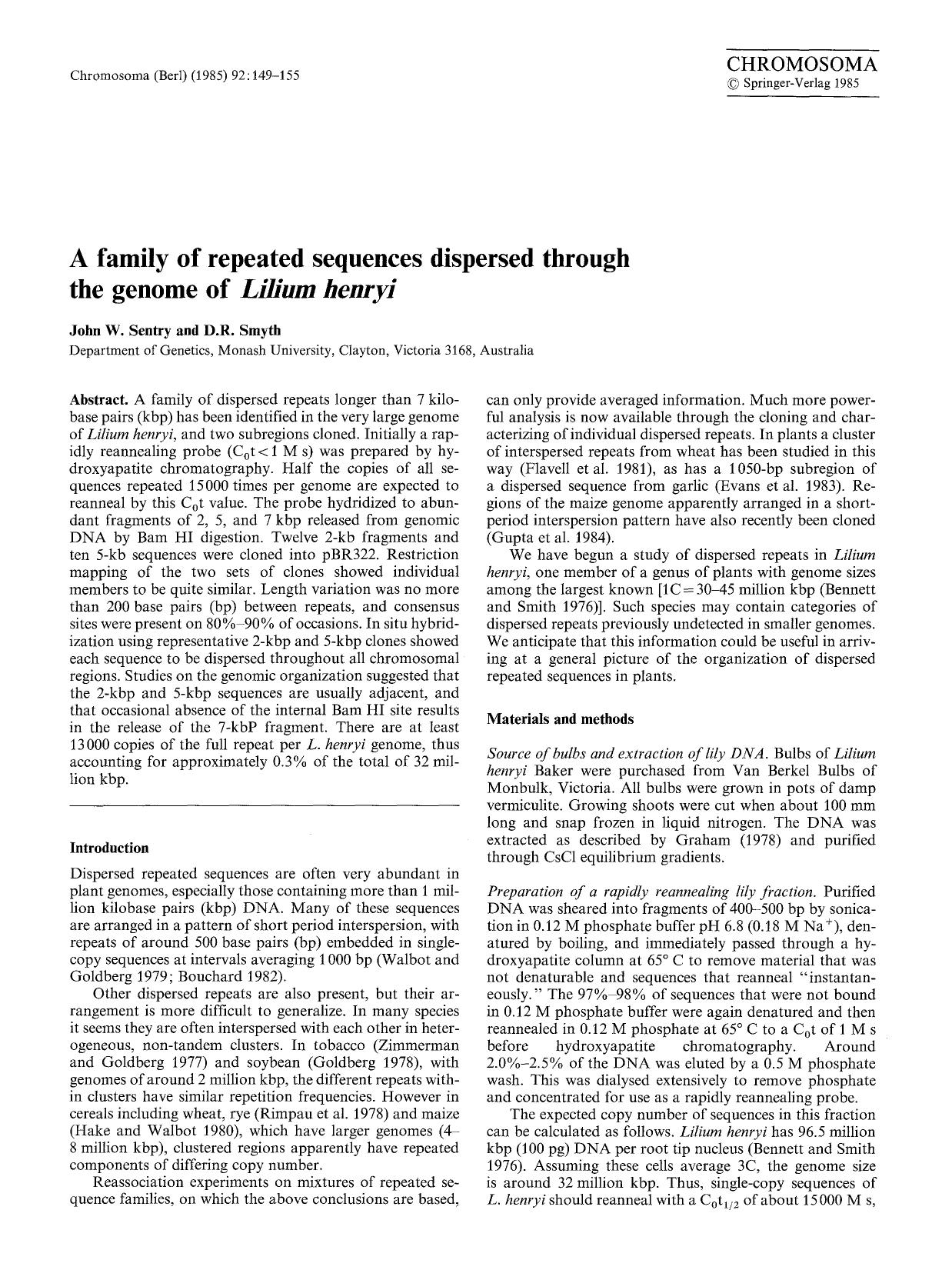 A family of repeated sequences dispersed through the genome of <Emphasis Type="Italic">Lilium henryi<Emphasis> by Unknown