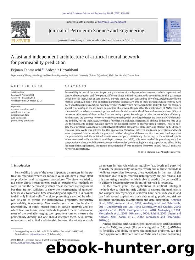A fast and independent architecture of artificial neural network for permeability prediction by Pejman Tahmasebi & Ardeshir Hezarkhani
