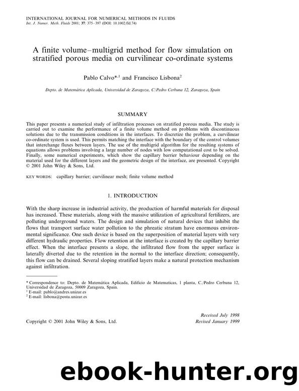 A finite volume-multigrid method for flow simulation on stratified porous media on curvilinear co-ordinate systems by Unknown
