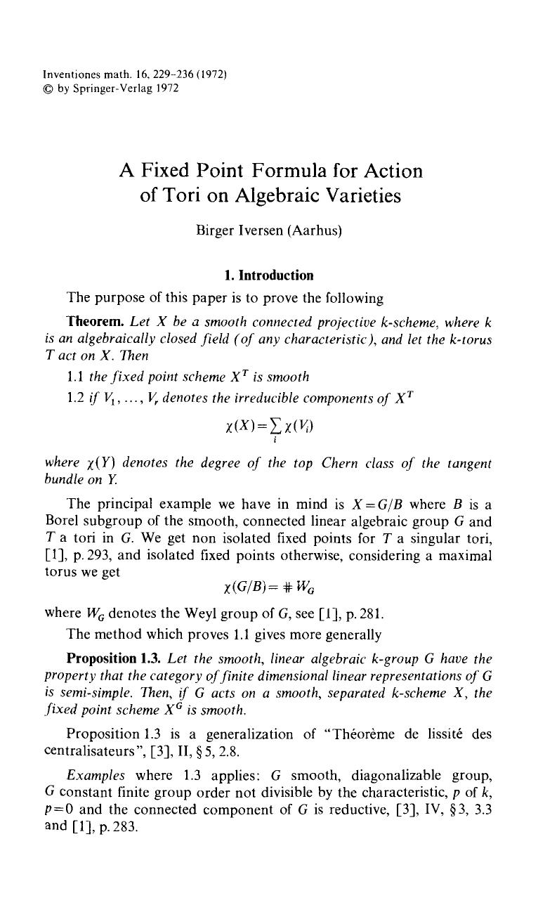 A fixed point formula for action of tori on algebraic varieties by Unknown