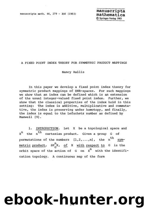 A fixed point index theory for symmetric product mappings by Unknown