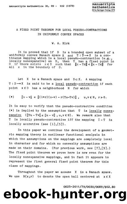 A fixed point theorem for local pseudo-contractions in uniformly convex spaces by Unknown