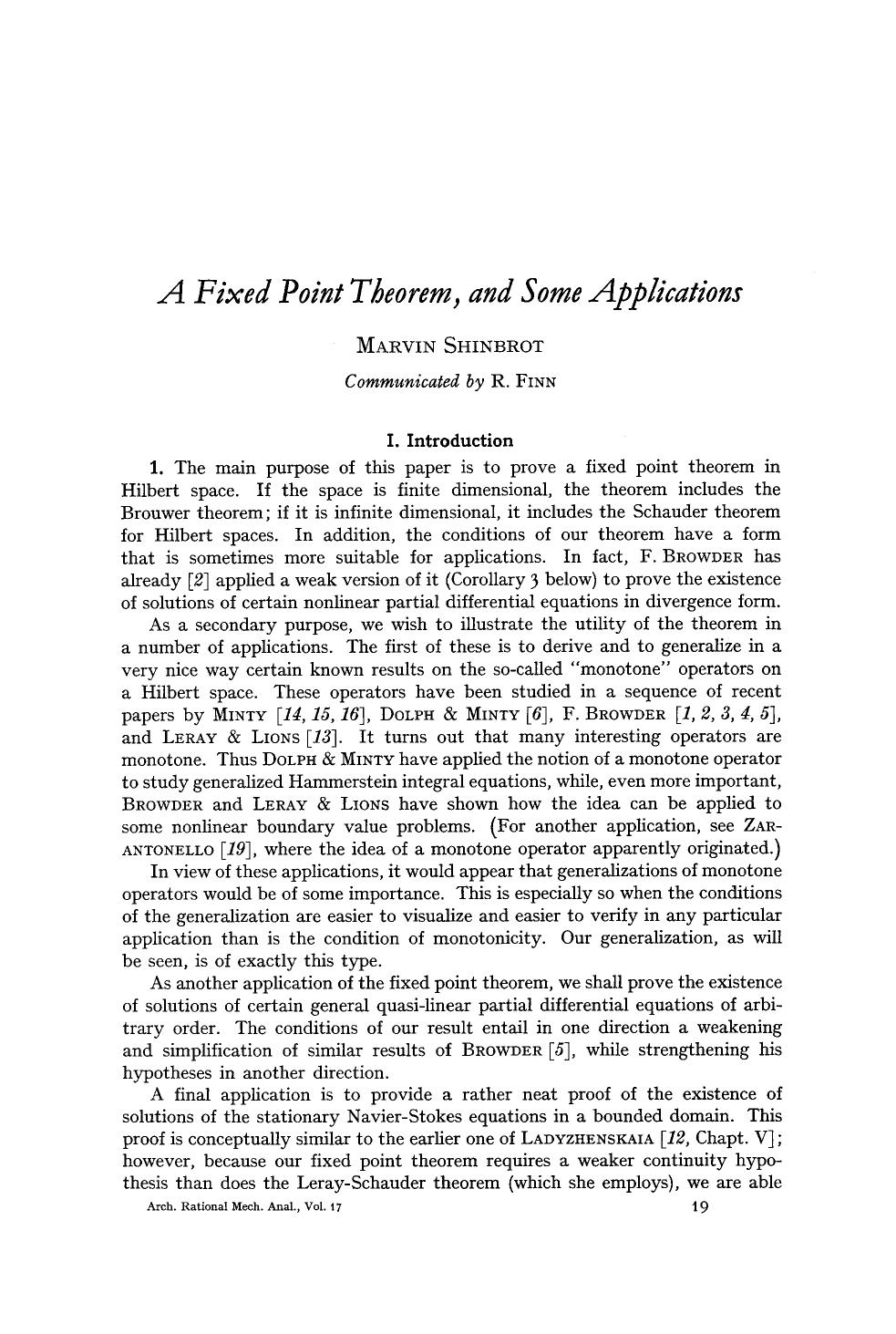 A fixed point theorem, and some applications by Unknown