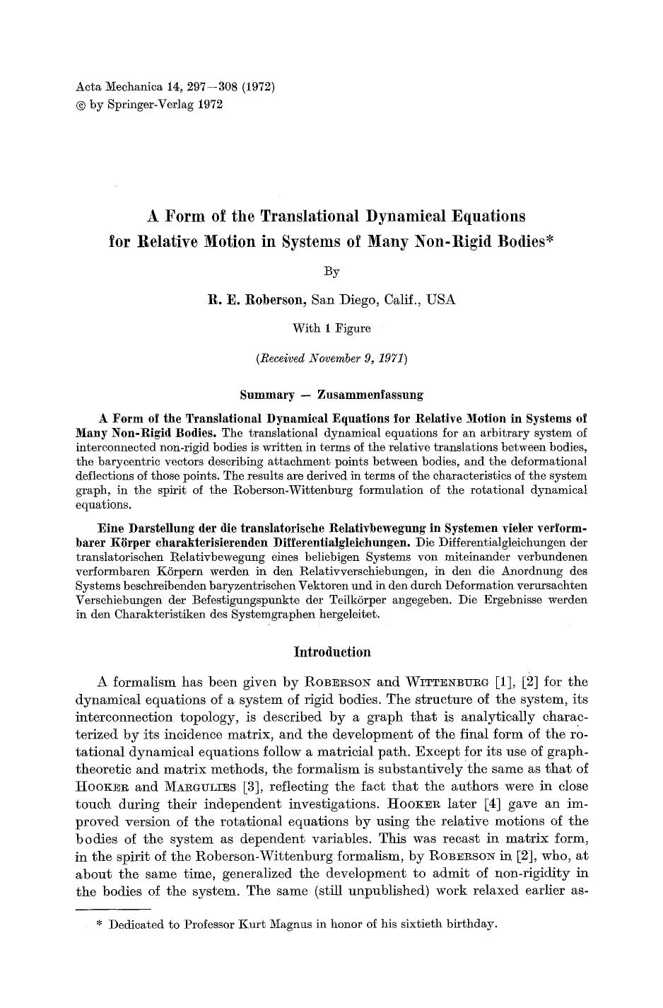 A form of the translational dynamical equations for relative motion in systems of many non-rigid bodies by Unknown