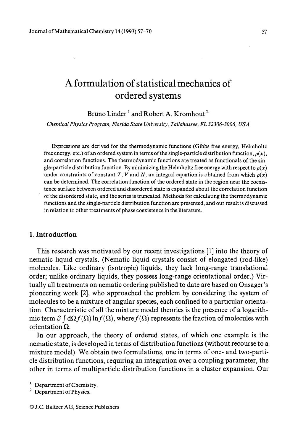 A formulation of statistical mechanics of ordered systems by Unknown
