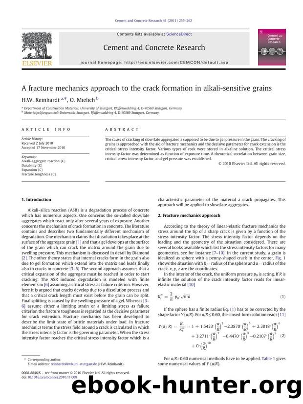 A fracture mechanics approach to the crack formation in alkali-sensitive grains by H.W. Reinhardt & O. Mielich