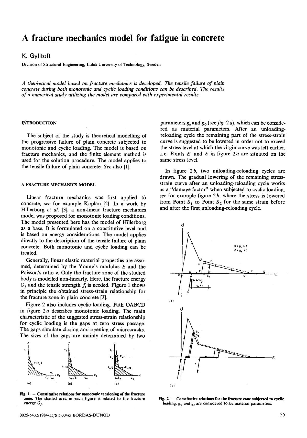 A fracture mechanics model for fatigue in concrete by Unknown