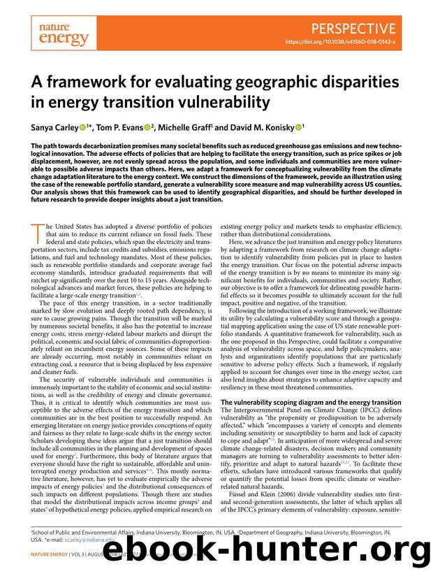 A framework for evaluating geographic disparities in energy transition vulnerability by Sanya Carley & Tom P. Evans & Michelle Graff & David M. Konisky