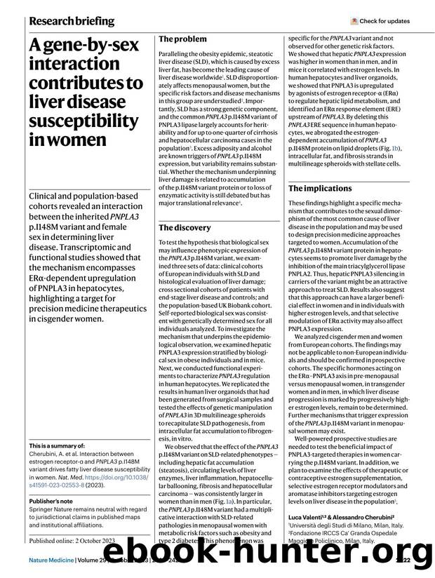 A gene-by-sex interaction contributes to liver disease susceptibility in women by Unknown