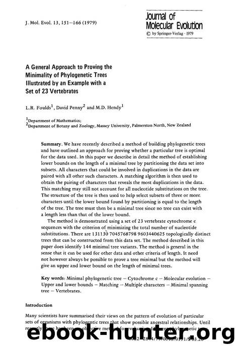 A general approach to proving the minimality of phylogenetic trees illustrated by an example with a set of 23 vertebrates by Unknown