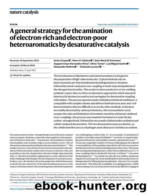 A general strategy for the amination of electron-rich and electron-poor heteroaromatics by desaturative catalysis by unknow