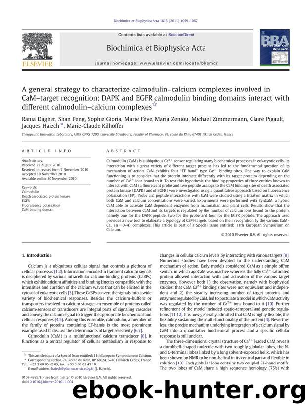 A general strategy to characterize calmodulinâcalcium complexes involved in CaMâtarget recognition: DAPK and EGFR calmodulin binding domains interact with different calmodulinâcalcium complexes by unknow