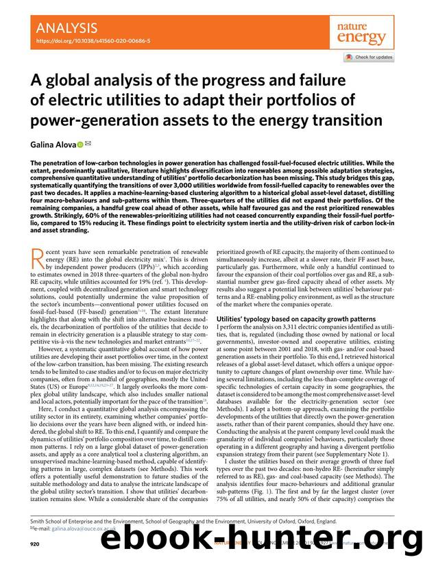 A global analysis of the progress and failure of electric utilities to adapt their portfolios of power-generation assets to the energy transition by Galina Alova