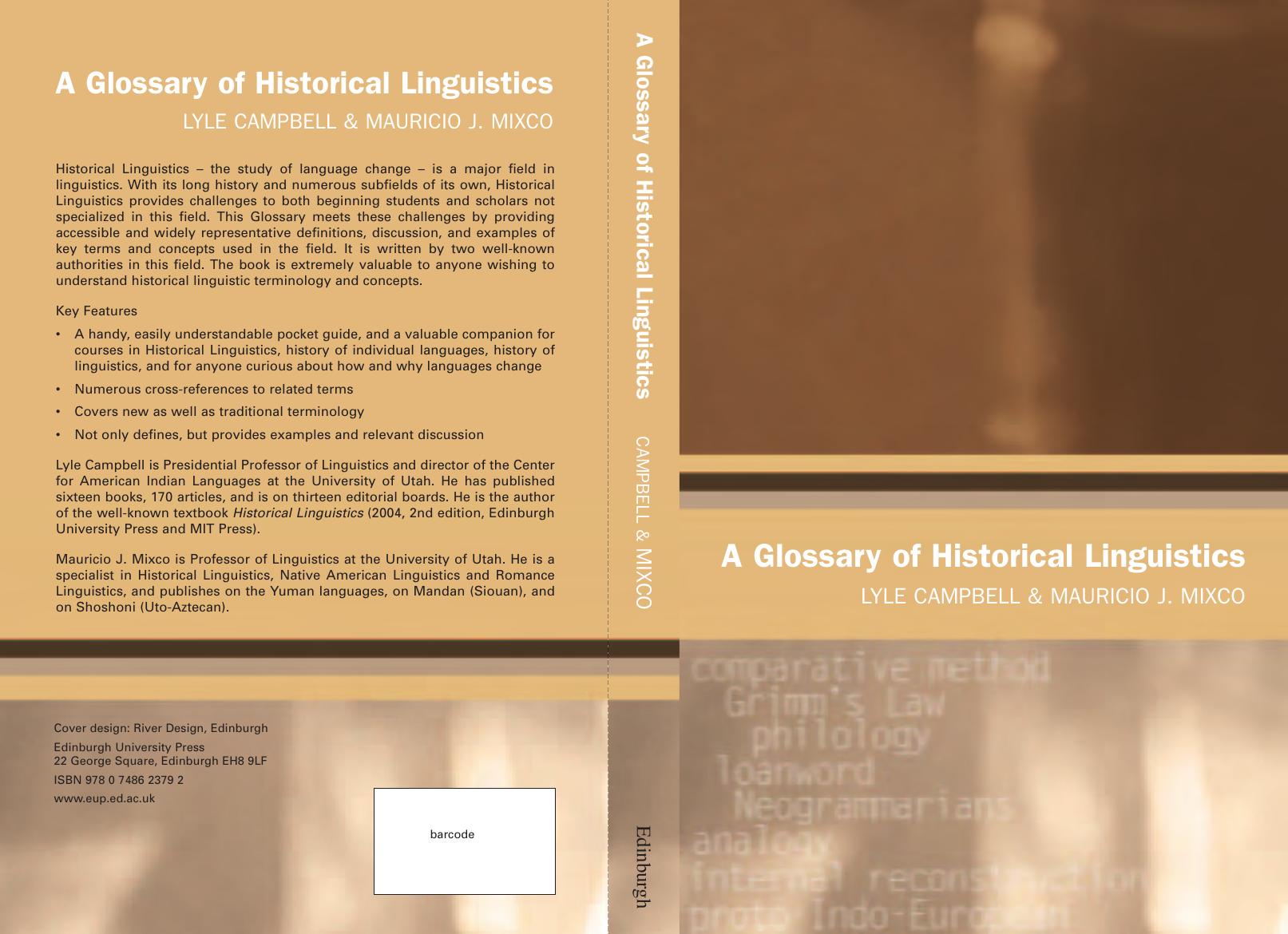 A glossary of historical linguistics by Lyle Campbell & Mauricio J. Mixco