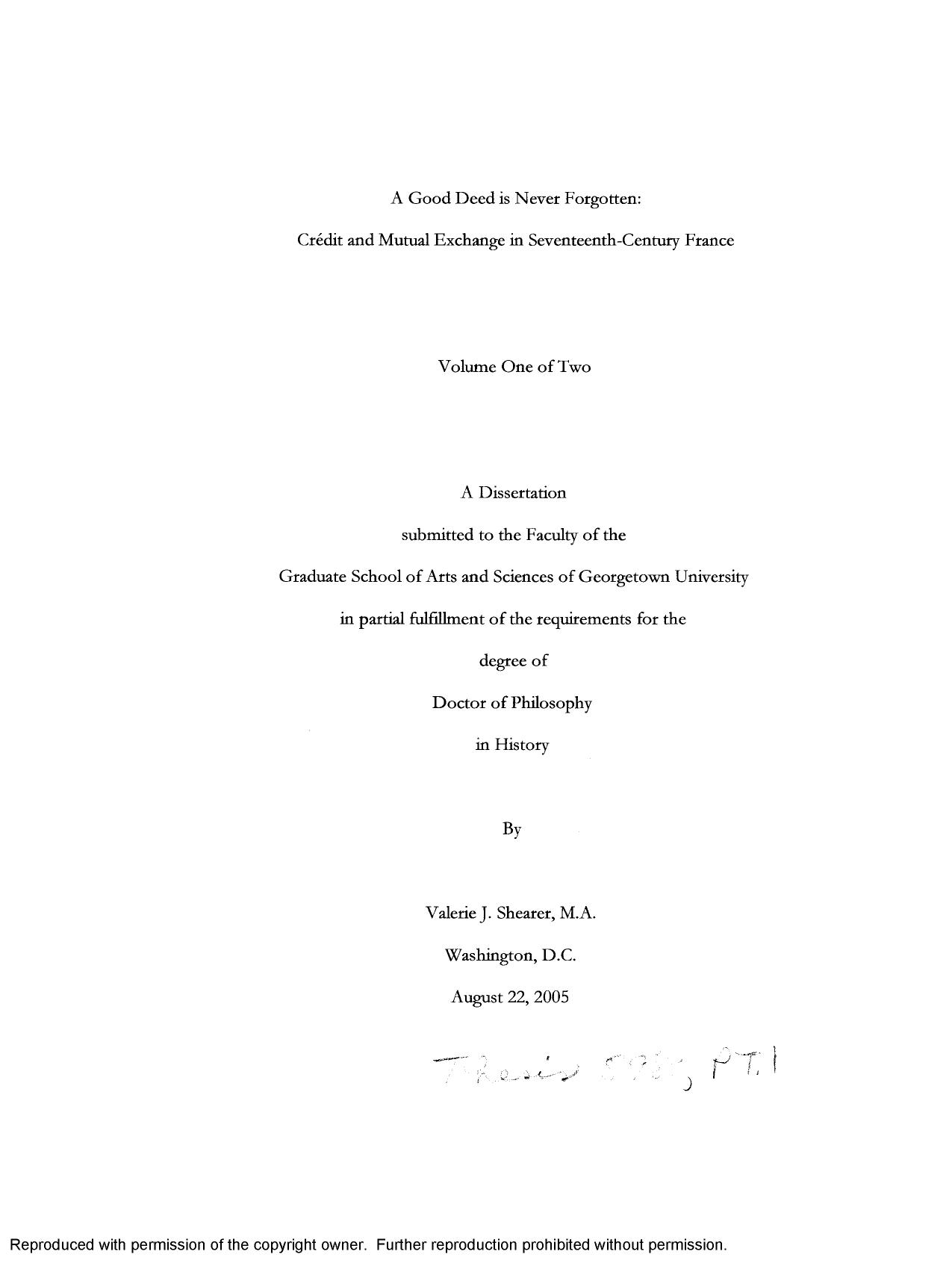 A good deed is never forgotten: CrÃ©dit and mutual exchange in seventeenth-century France by Valerie J. Shearer