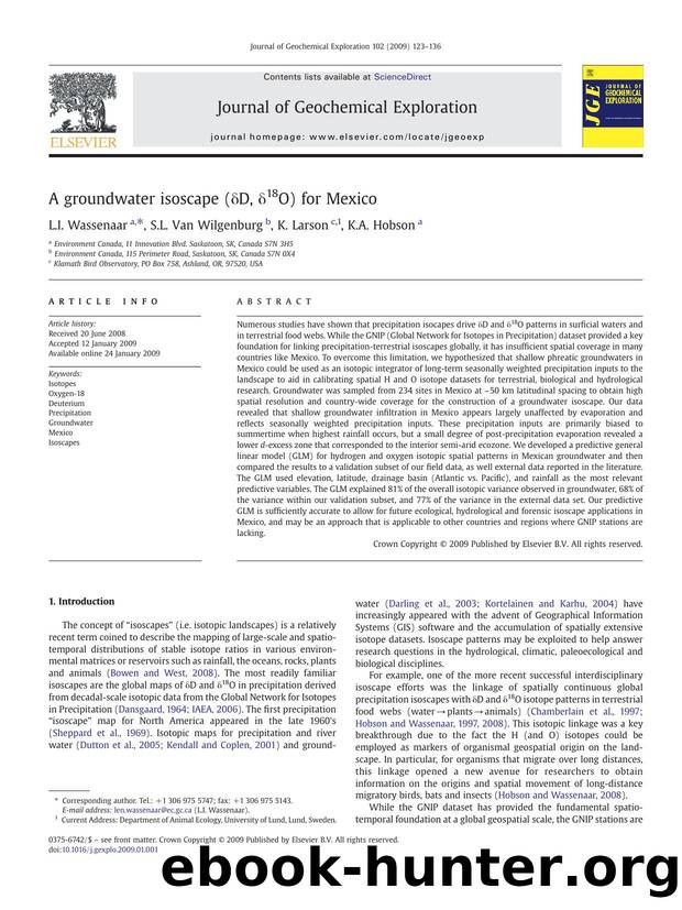 A groundwater isoscape (Î´D, Î´18O) for Mexico by L.I. Wassenaar; S.L. Van Wilgenburg; K. Larson; K.A. Hobson