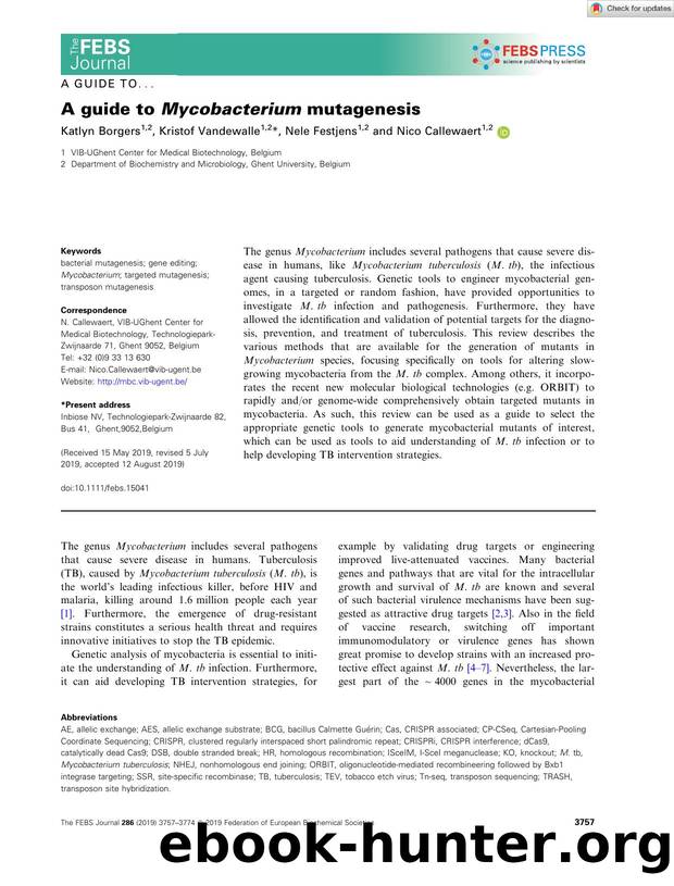 A guide to Mycobacterium mutagenesis by Unknown
