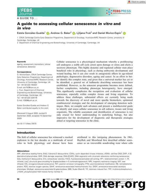 A guide to assessing cellular senescence inÂ vitro and inÂ vivo by Unknown