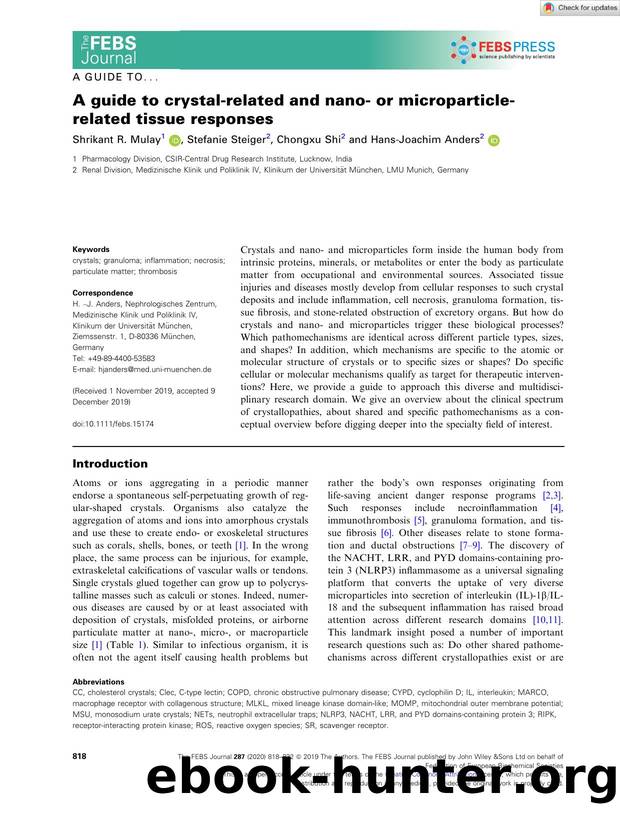 A guide to crystalârelated and nanoâ or microparticleârelated tissue responses by Unknown