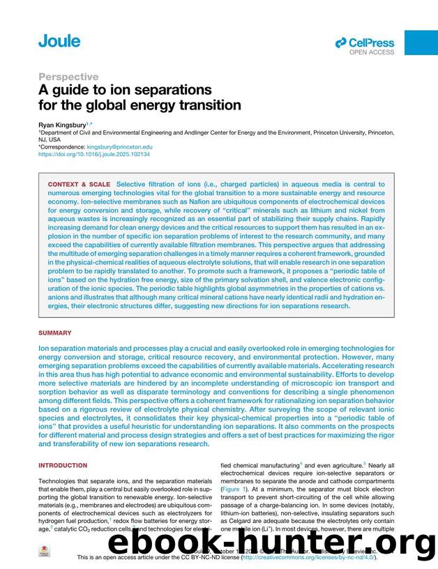 A guide to ion separations for the global energy transition by Ryan Kingsbury