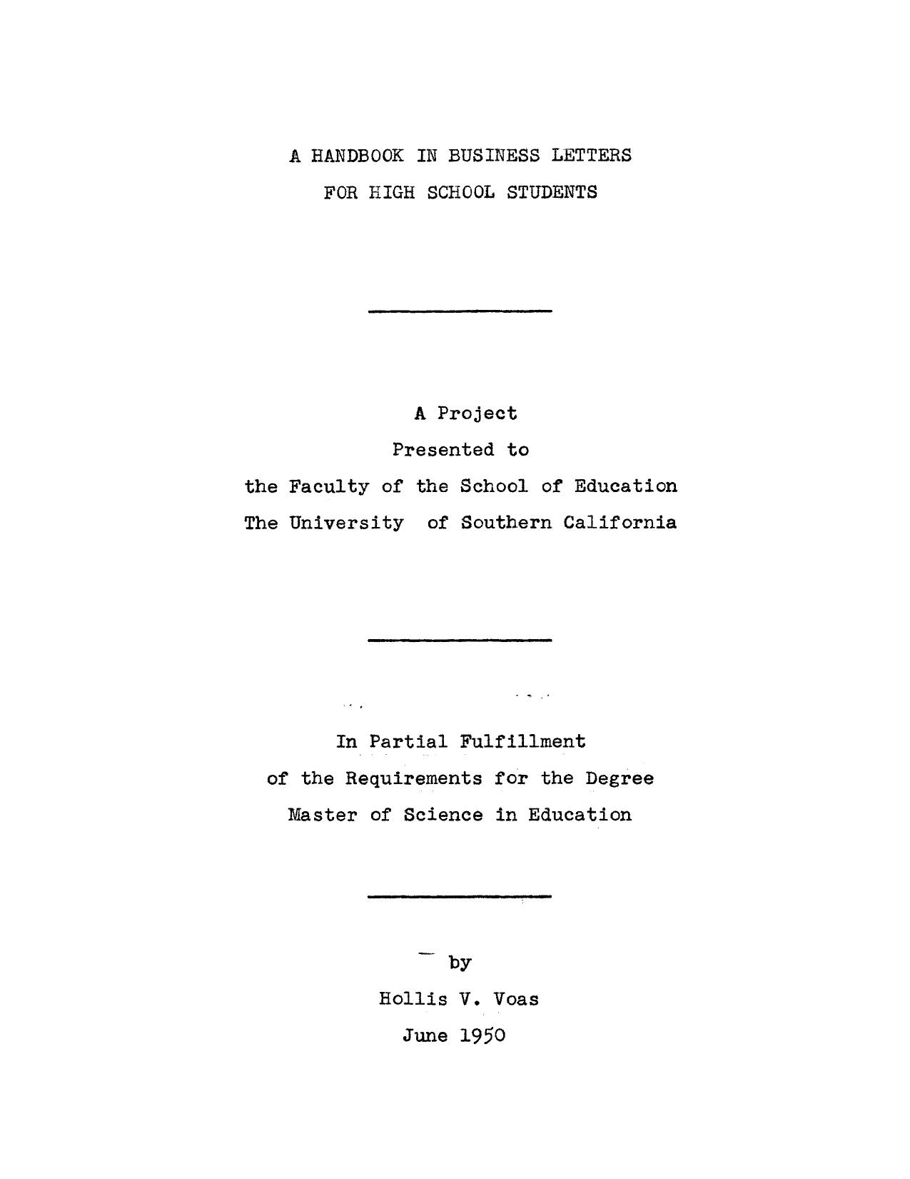 A handbook in business letters for high school students by Voas Hollis V