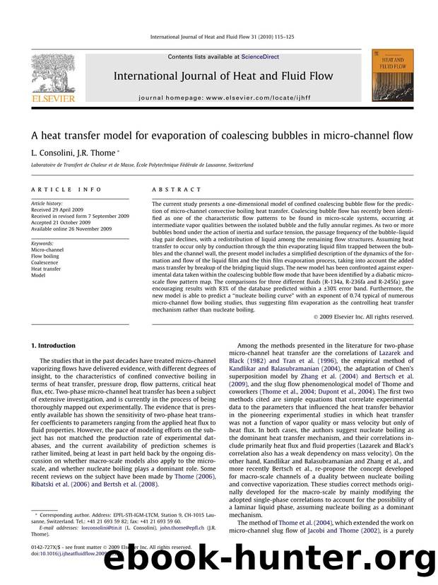 A heat transfer model for evaporation of coalescing bubbles in micro-channel flow by L. Consolini; J.R. Thome