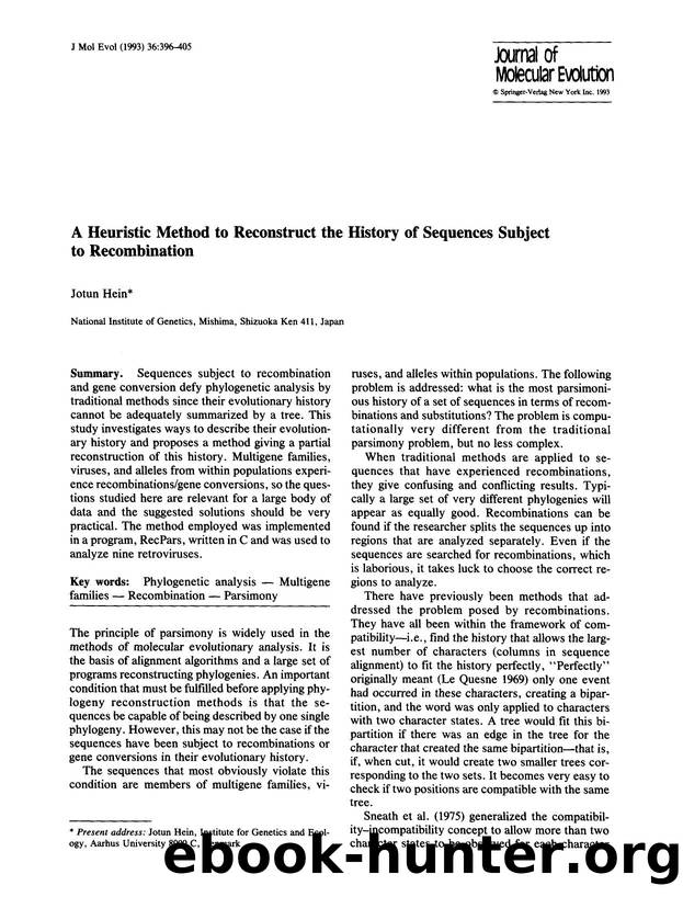 A heuristic method to reconstruct the history of sequences subject to recombination by Unknown