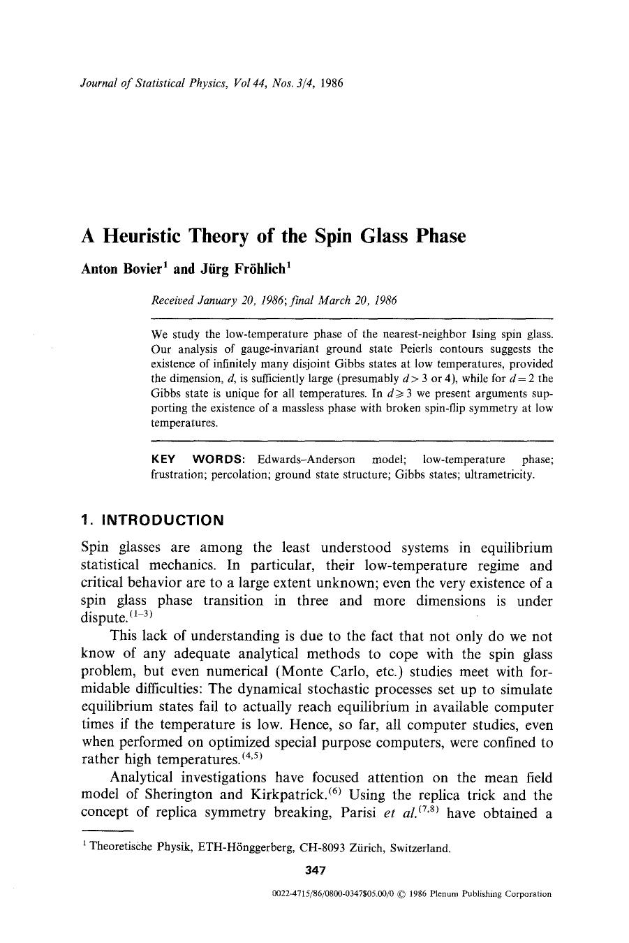 A heuristic theory of the spin glass phase by Unknown