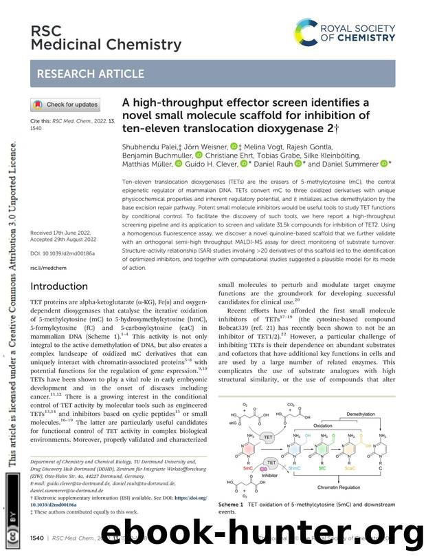 A high-throughput effector screen identifies a novel small molecule scaffold for inhibition of ten-eleven translocation dioxygenase 2 by unknow