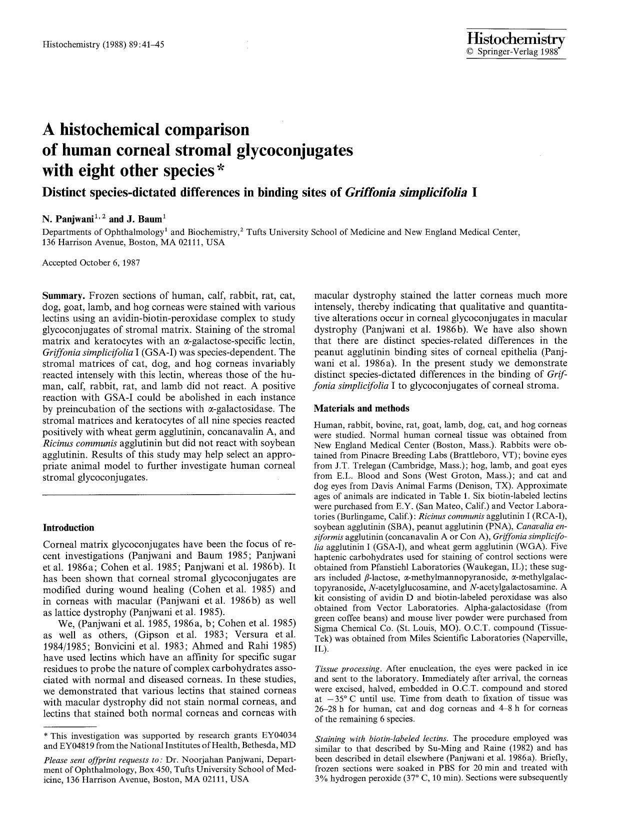 A histochemical comparison of human corneal stromal glycoconjugates with eight other species by Unknown