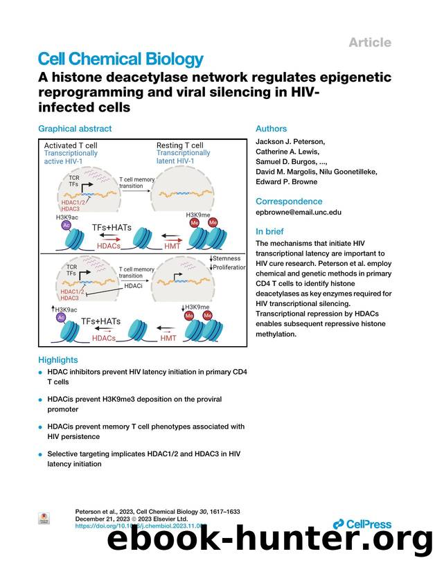 A histone deacetylase network regulates epigenetic reprogramming and viral silencing in HIV-infected cells by unknow