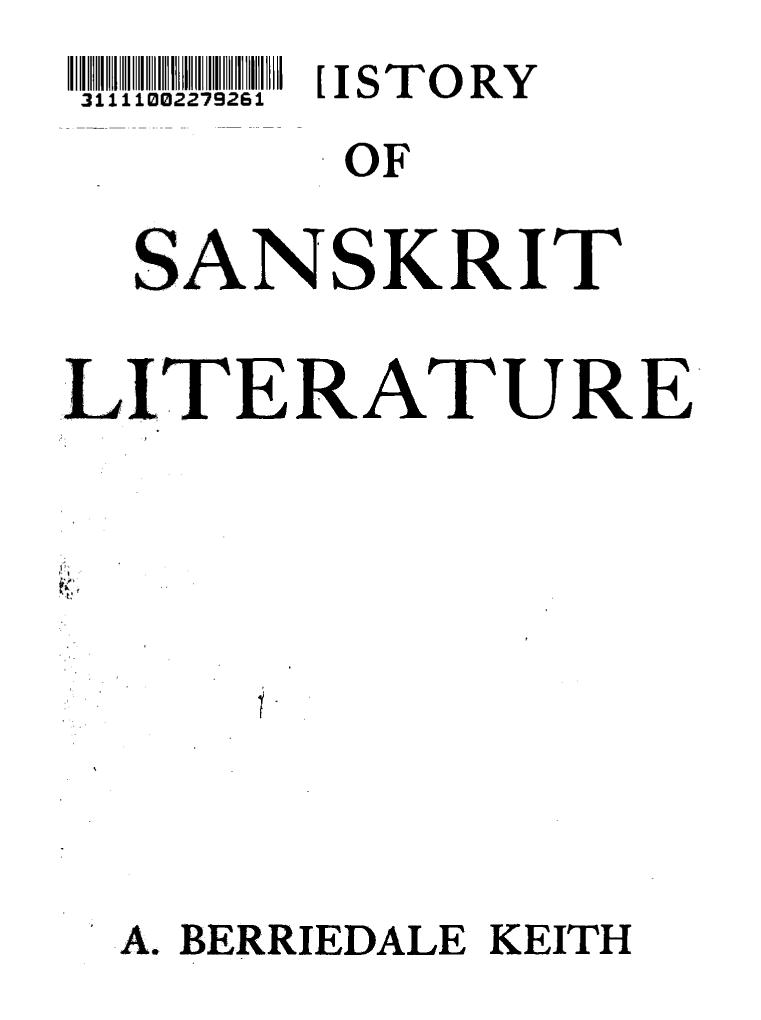 A history of Sanskrit literature by Arthur Berriedale Keith